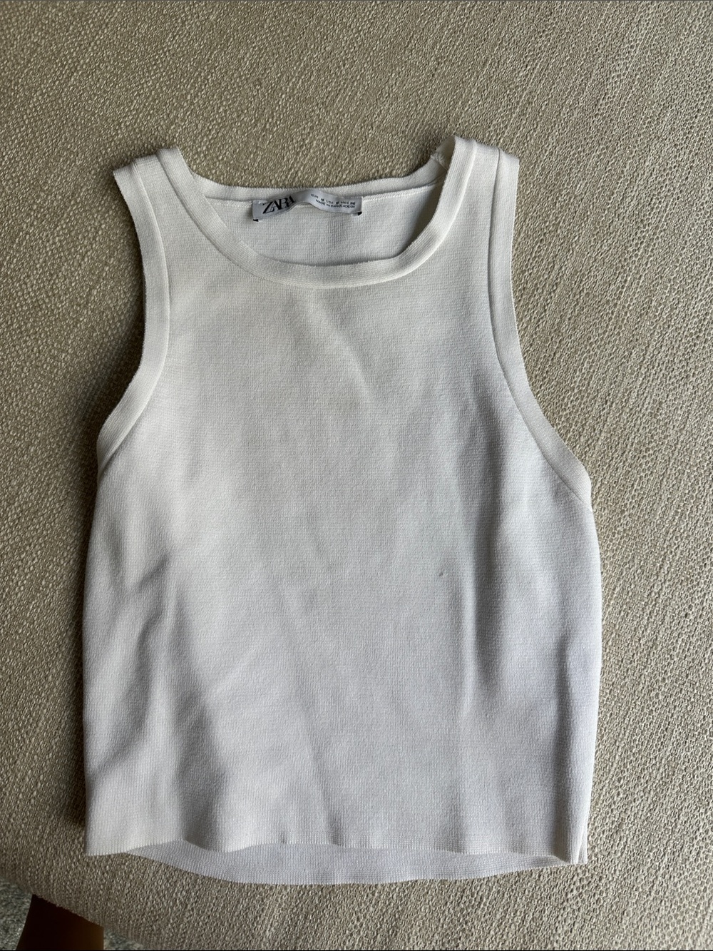 Zara Cream Ribbed Sleeveless Tank Top